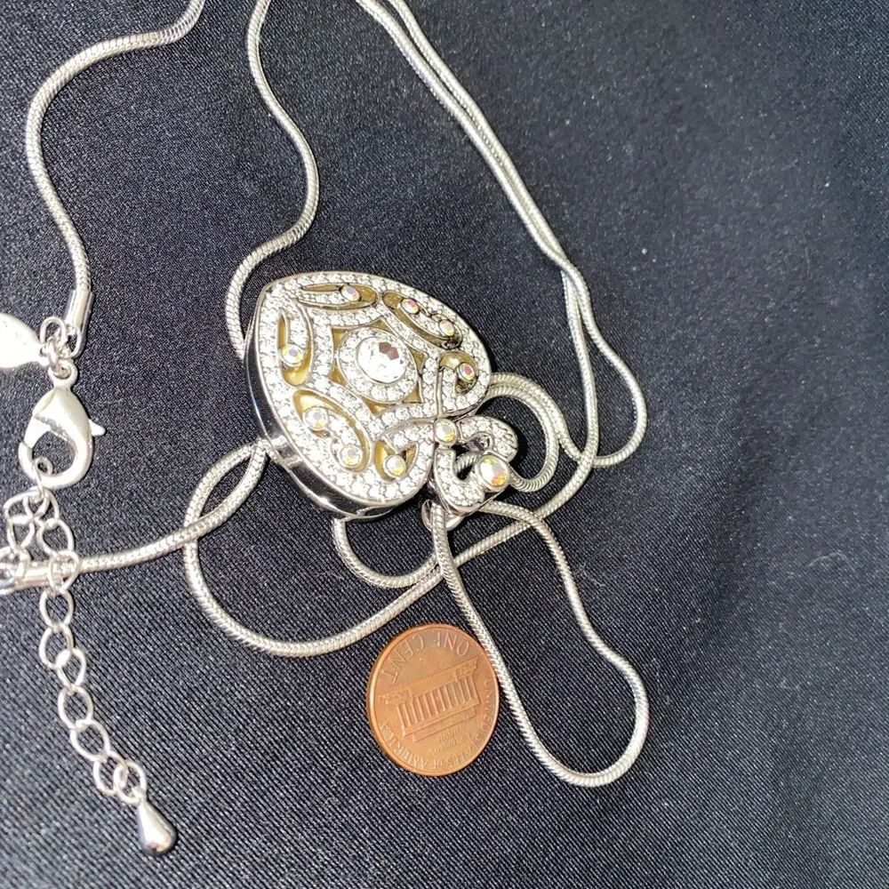 Kirks Folly Heart Locket Necklace Rhinestones I REMEMBER YOU BY HEART - Picture 8 of 9